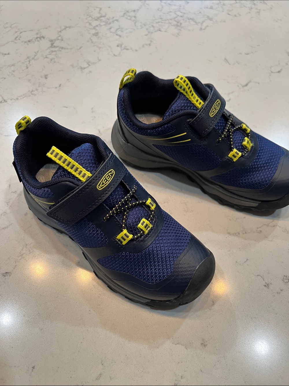 Keen Kids Navy and Yellow Hook-and-Loop waterproof Sneakers